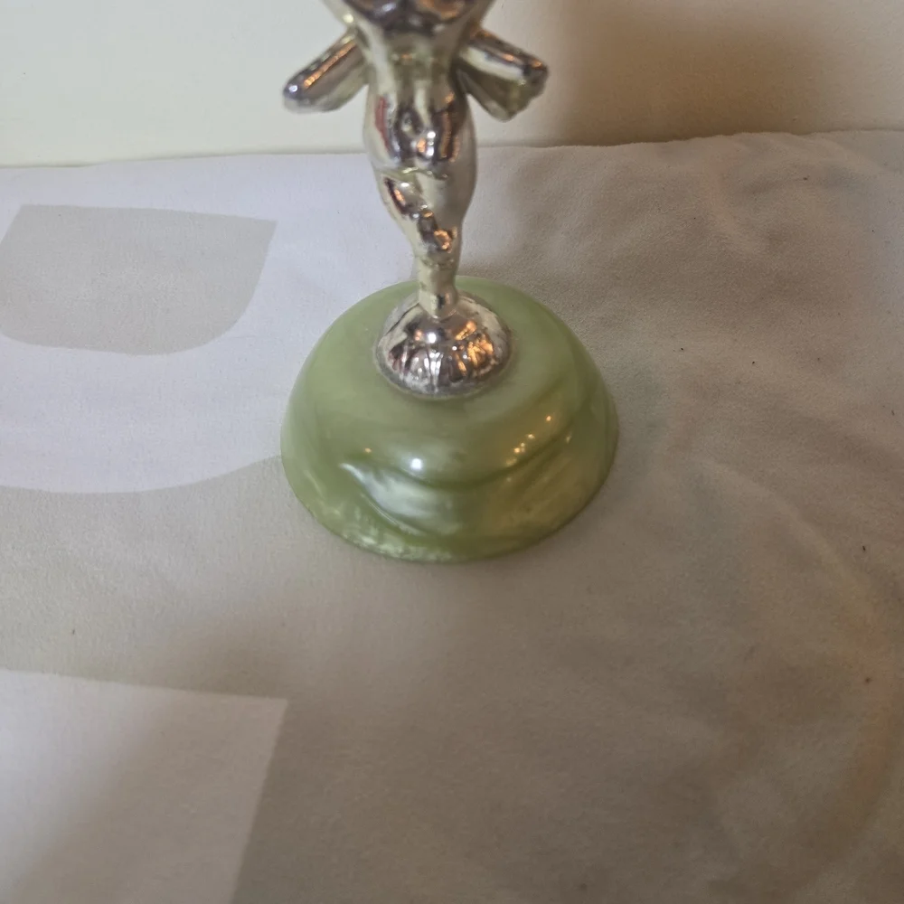 Silver and Green Cherub Home Decor